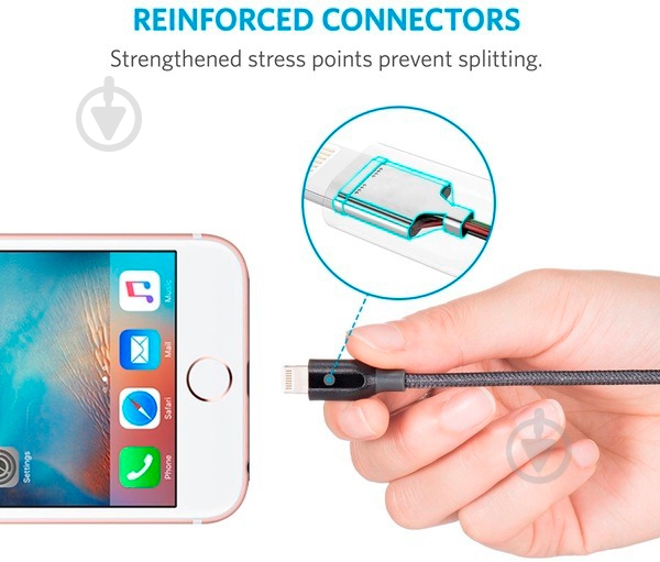 Кабель Anker USB – Apple Lightning 3 м Grey (A8123HA1) Powerline plus V2 - фото 5