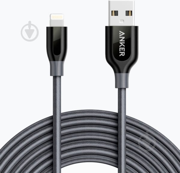 Кабель Anker USB – Apple Lightning 3 м Grey (A8123HA1) Powerline plus V2 - фото 1