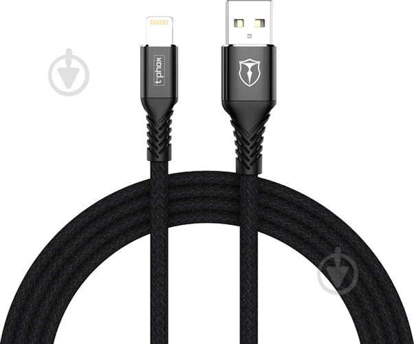 Кабель T-PHOX Lightning – USB 1 м чорний (T-L814 black) - фото 1