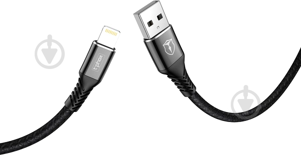 Кабель T-PHOX Lightning – USB 1 м чорний (T-L814 black) - фото 3