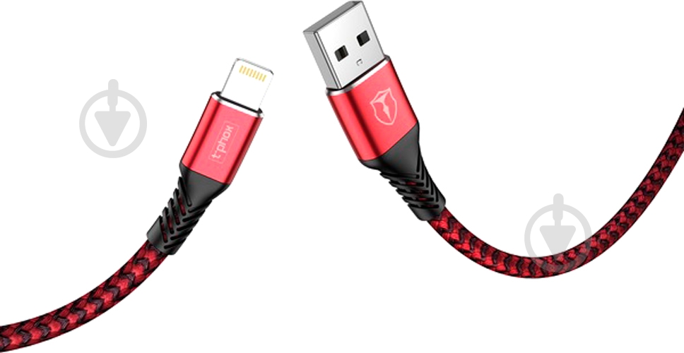 Кабель T-PHOX Lightning – USB 1 м черный (T-L814 red) - фото 3 Кабель T-PHOX Lightning – USB 1 м черный (T-L814 red) - фото 3