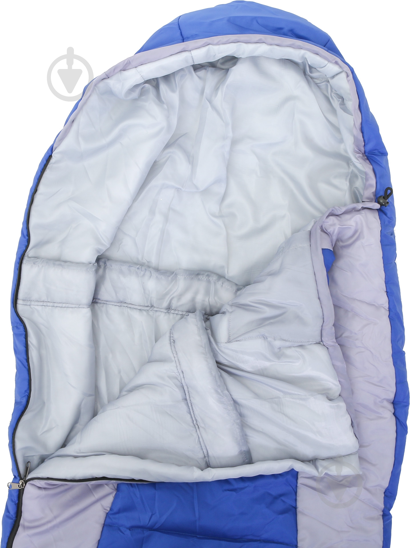 Спальный мешок с капюшоном серо-синий - фото 2