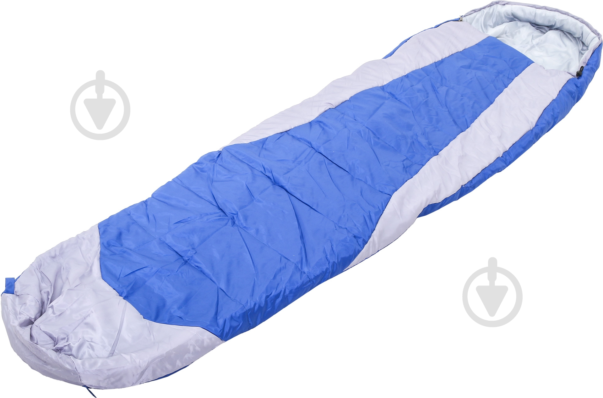 Спальный мешок с капюшоном серо-синий - фото 1
