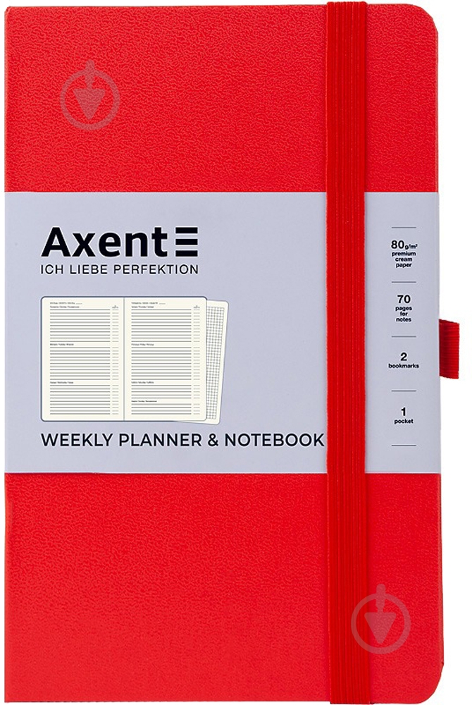 Щоденник недатований червоний клітинка Axent Partner Strong A5 8602-21-05-a - фото 1
