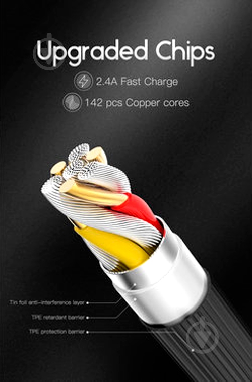 Кабель T-PHOX Lightning – USB 1,2 м черный (T-L807 Black) - фото 3 Кабель T-PHOX Lightning – USB 1,2 м черный (T-L807 Black) - фото 3