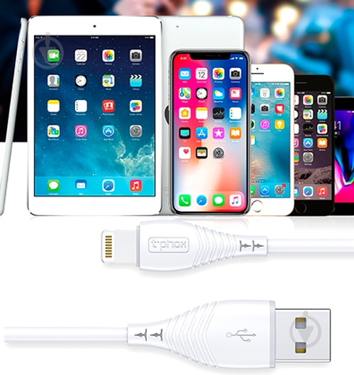 Кабель T-PHOX Lightning – USB 1,2 м белый (T-L830 White) - фото 6