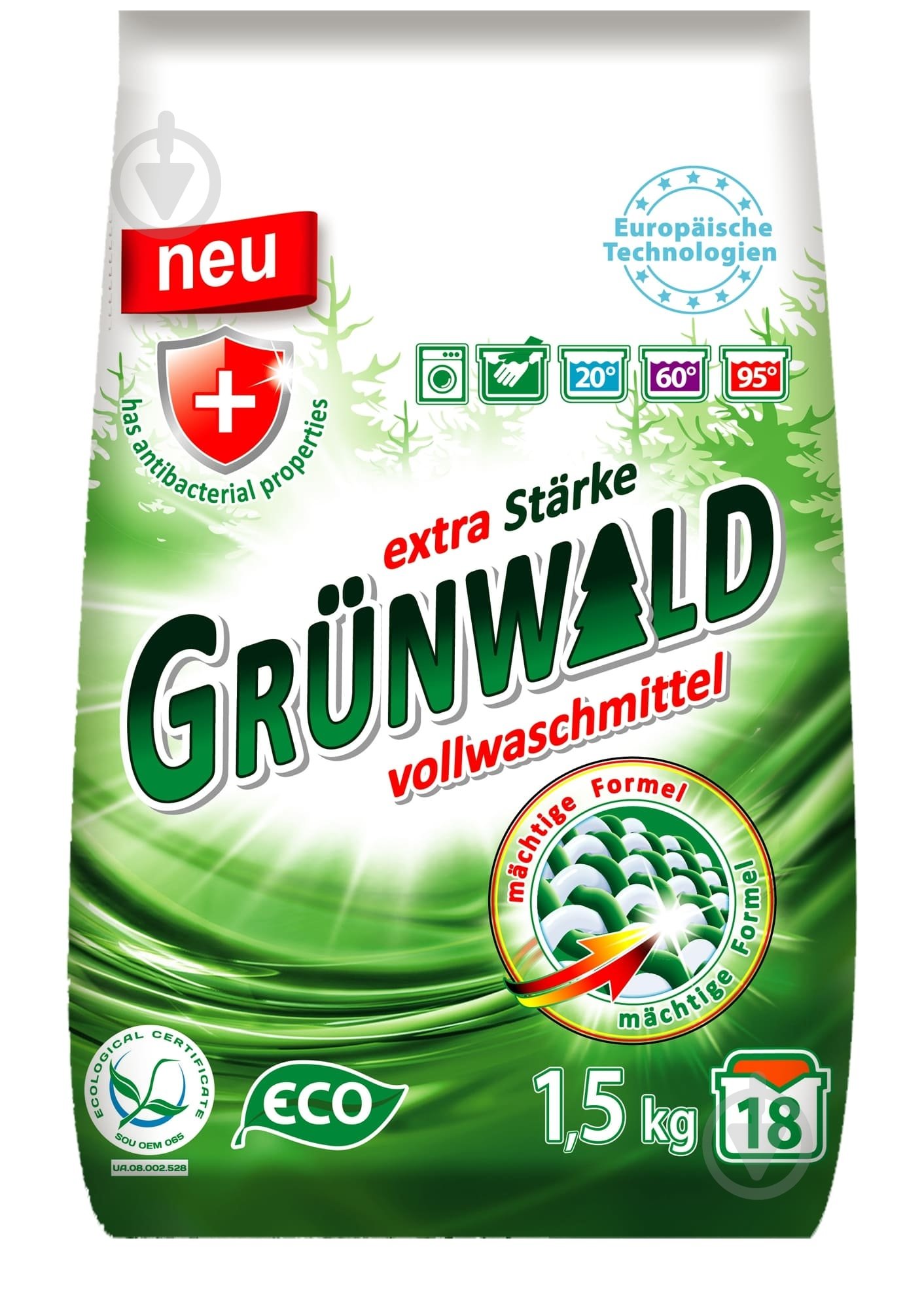 Порошок для машинной и ручной стирки Grunwald Горная свежесть 1,5 кг - фото 1