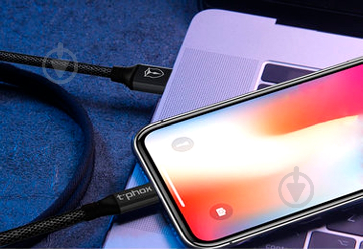 Кабель T-PHOX Lightning – USB 1,2 м черный (T-L810 Black) - фото 4