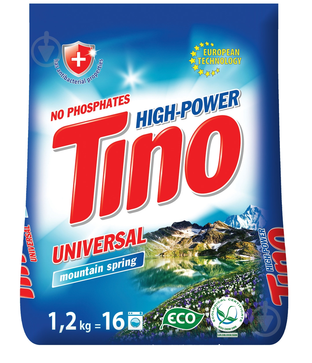Порошок для машинного та ручного прання Tino High-Power Mountain spring 1,2 кг — фото 1