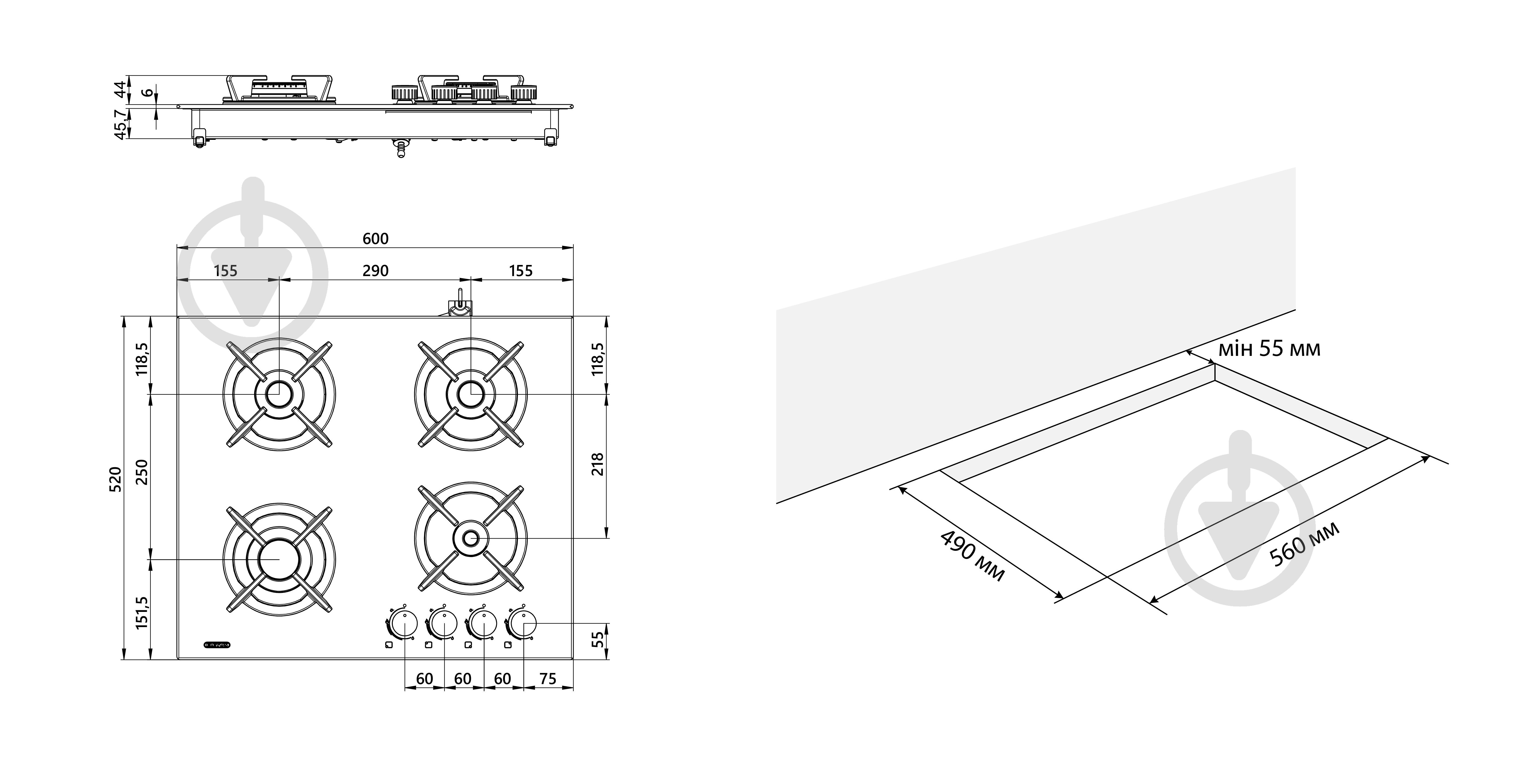 Варочная поверхность газовая Eleyus ASTRA 60 BG CF - фото 15