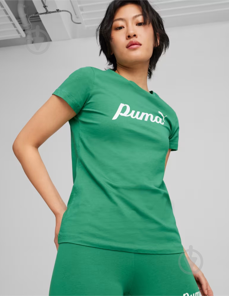 Футболка Puma ESS+ SCRIPT TEE 67931586 р.2XL зеленый - фото 4