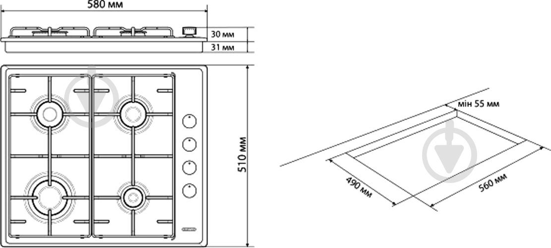 Варочная поверхность газовая Eleyus NOTA 60 BL EF - фото 16