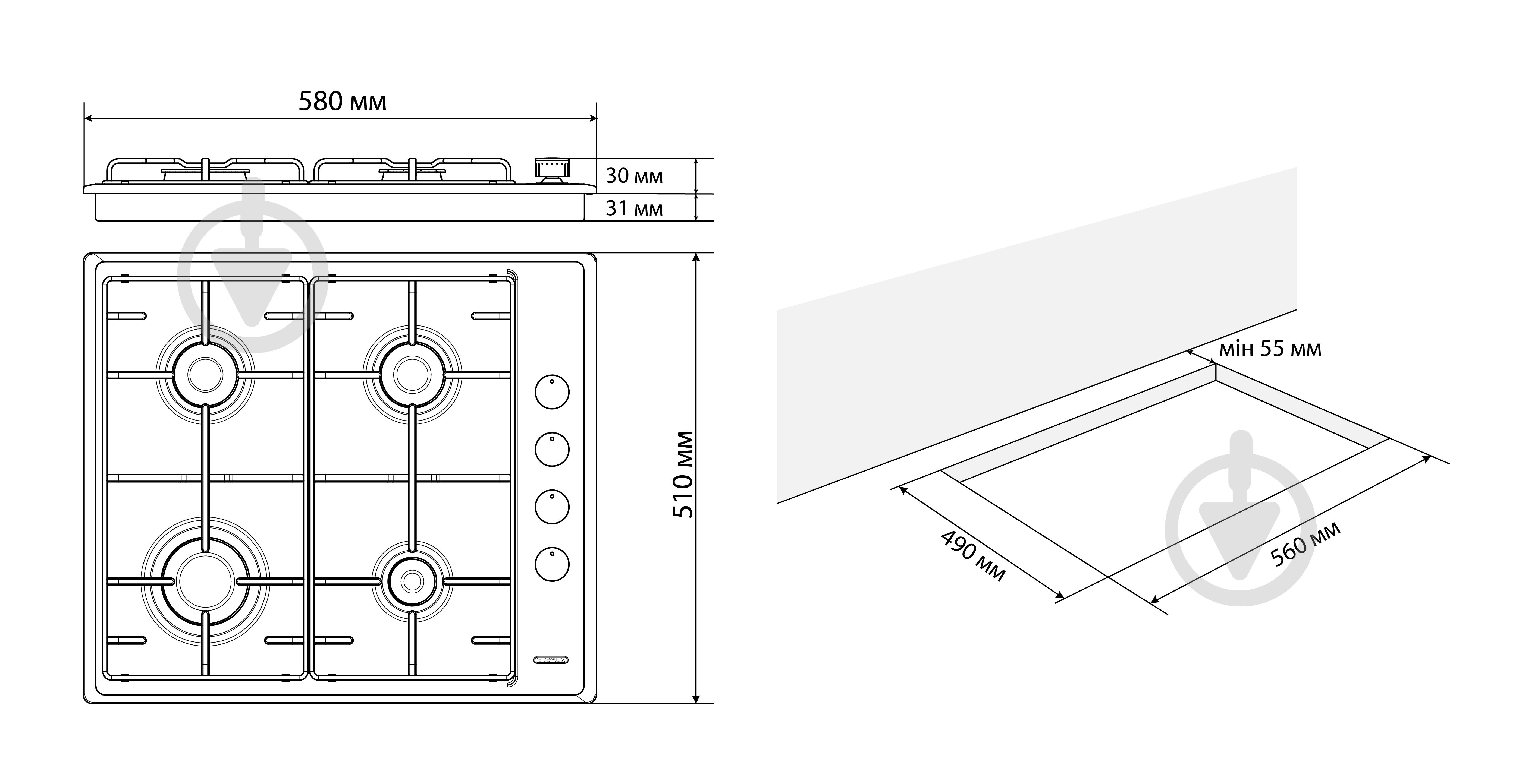 Варочная поверхность газовая Eleyus NOTA 60 BG EF - фото 16