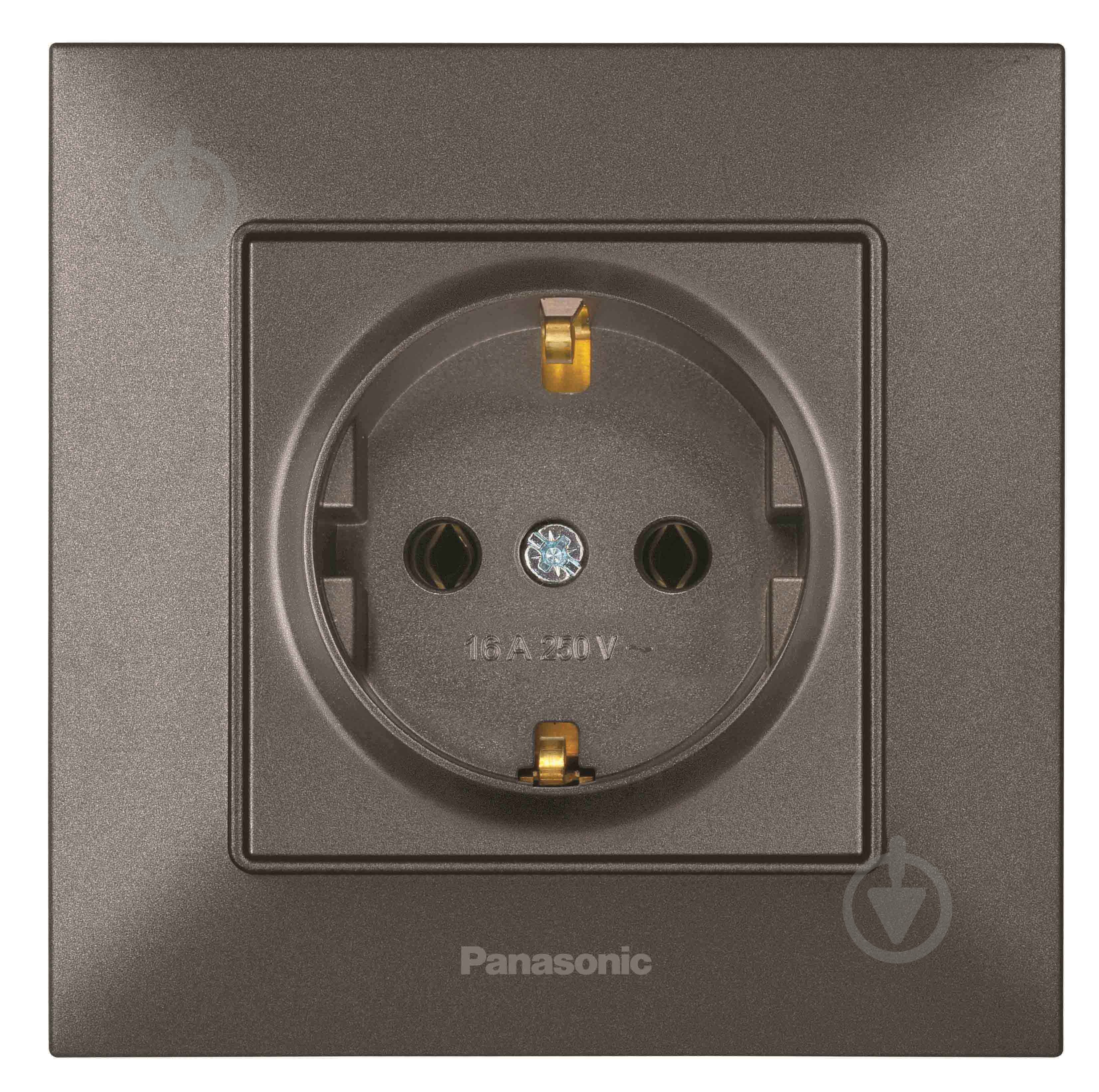 Розетка із заземленням Panasonic Arkedia Slim димчастий 480200249 - фото 1