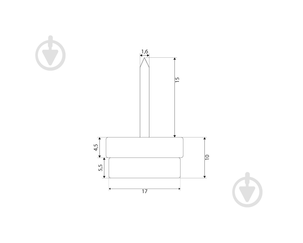 Мебельная ножка DC с гвоздем и фетром 17 мм упаковка 10 шт - фото 2 Мебельная ножка DC с гвоздем и фетром 17 мм упаковка 10 шт - фото 2