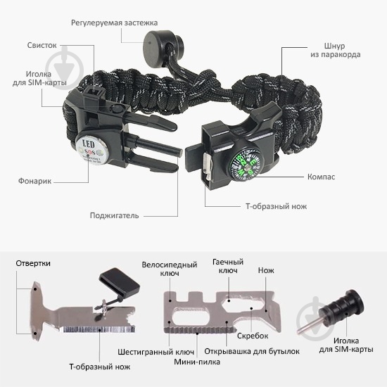 Браслет туристический оранжевый (60290002) - фото 3 Браслет туристический оранжевый (60290002) - фото 3