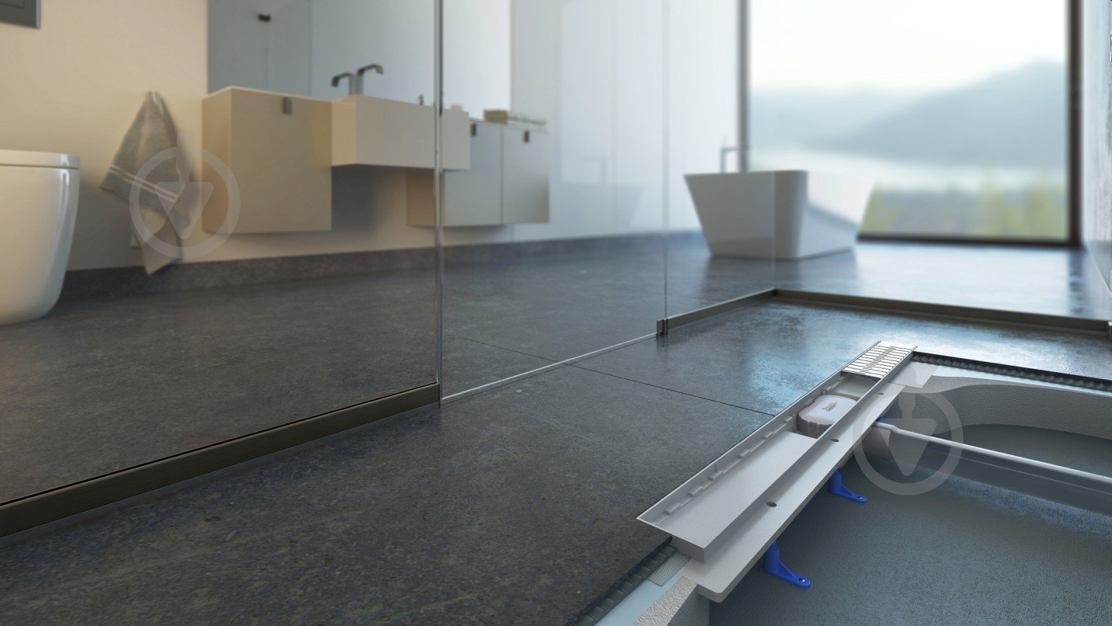 Линейный трап для душа Styron STY-D-80 с решеткой Капли 800 мм - фото 3 Линейный трап для душа Styron STY-D-80 с решеткой Капли 800 мм - фото 3