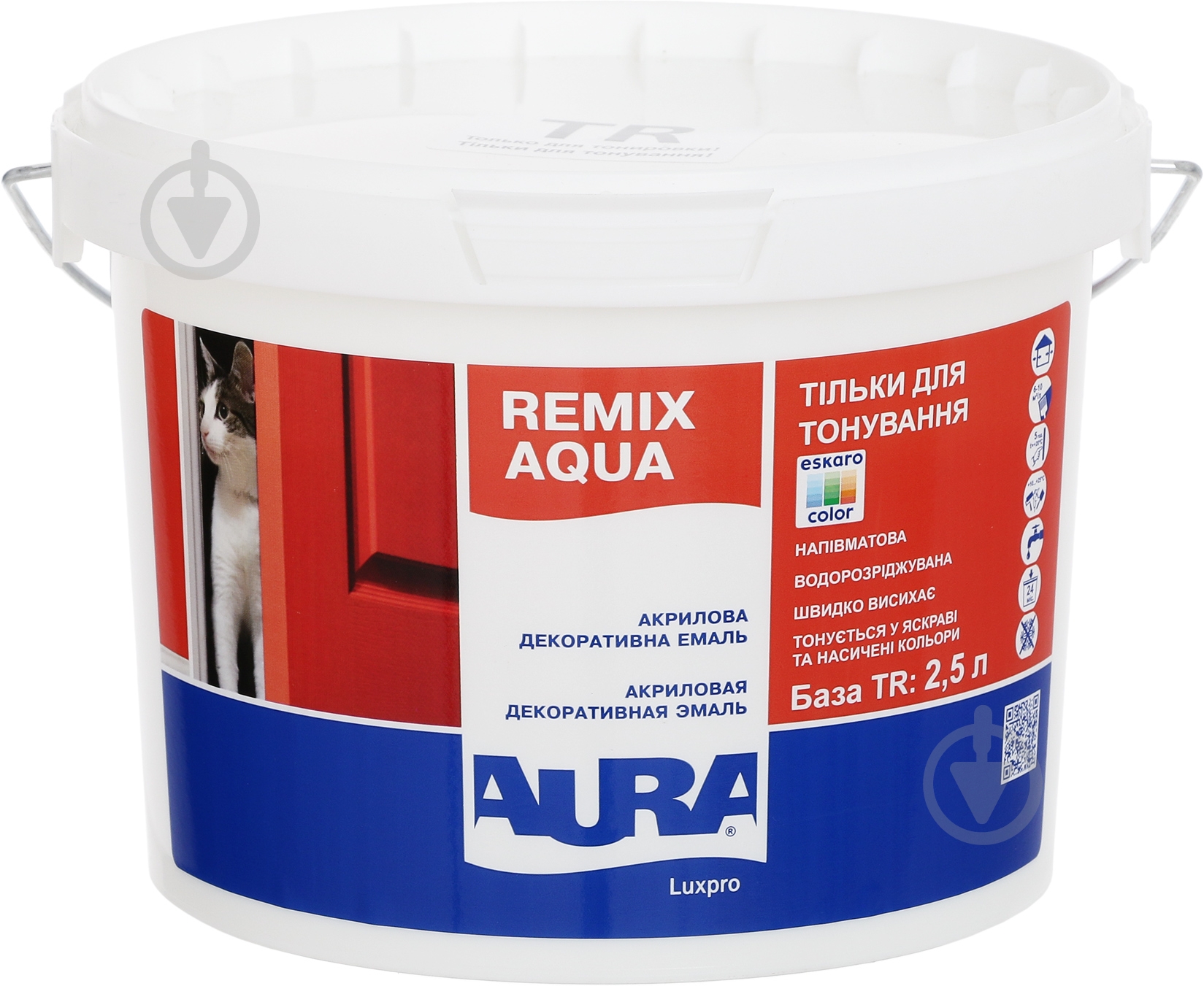 Емаль акрилова Aura® Luxpro Remix Aqua 30 TR база під тонування напівмат 2,5 л - фото 1