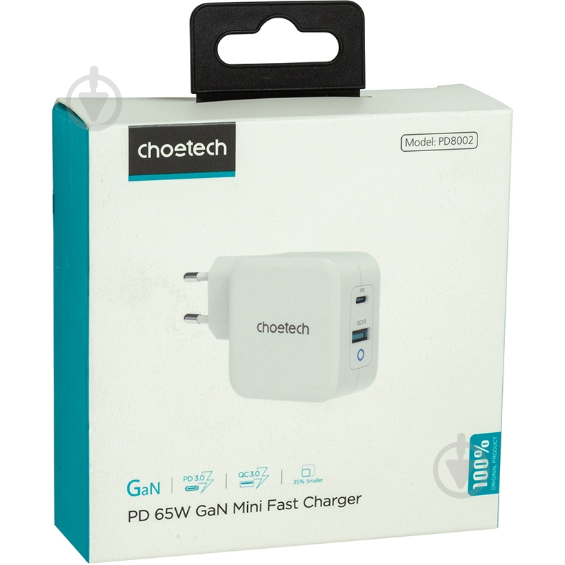 Зарядное устройство Choetech GaN USB Type-C, Type-A 65W, PD, QC - фото 5