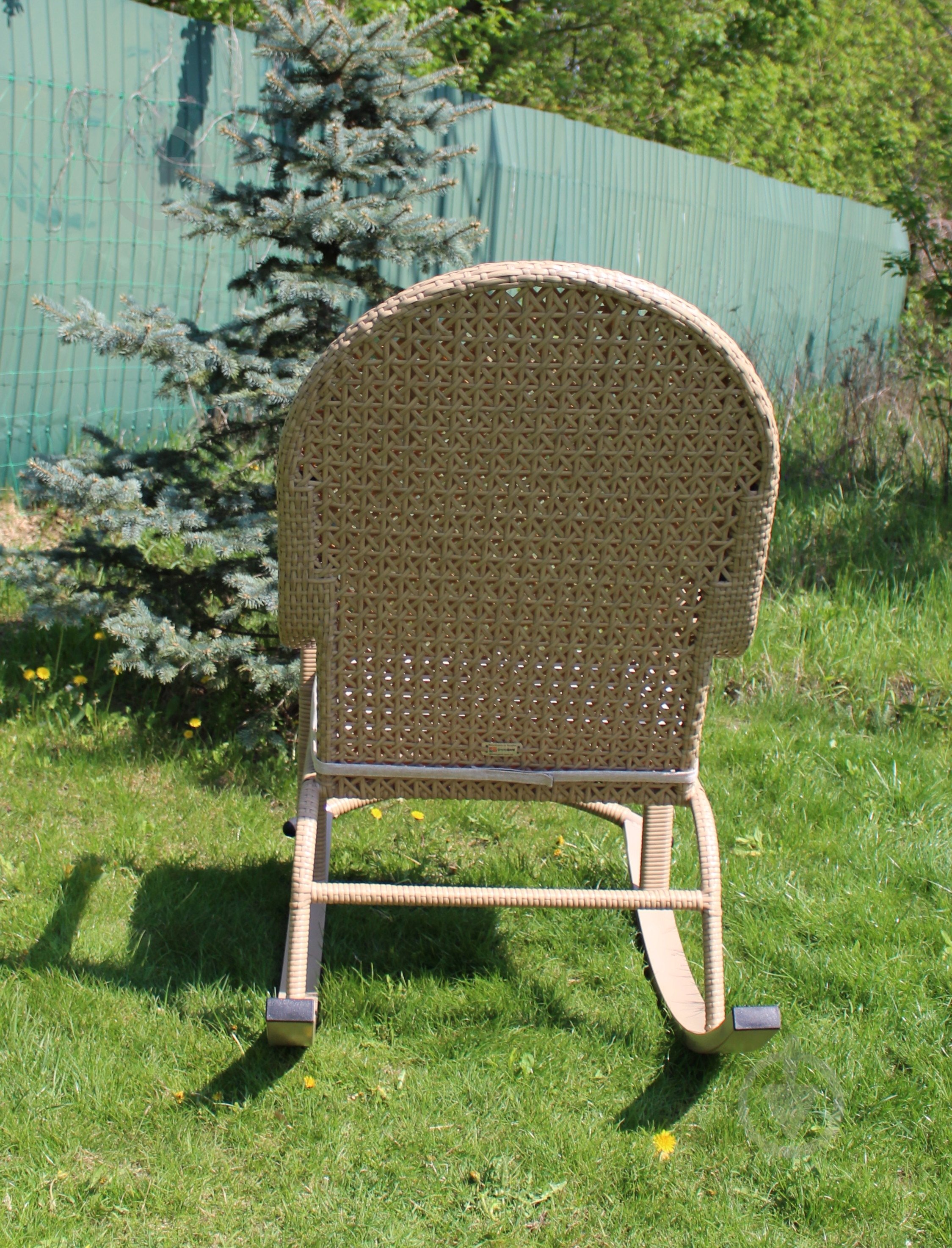 Кресло-качалка GreenGard плетеное Relax (бежевая+подушка бежевая) - фото 3