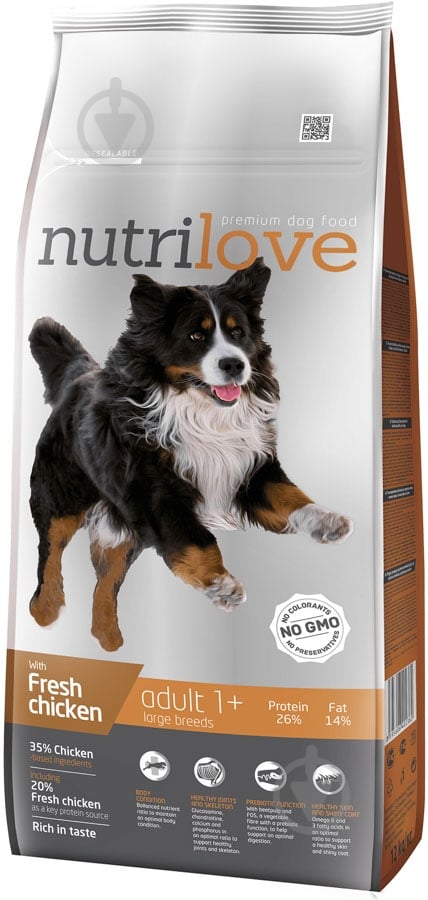 Корм для крупных пород NutriLove курица и рис 12 кг - фото 1