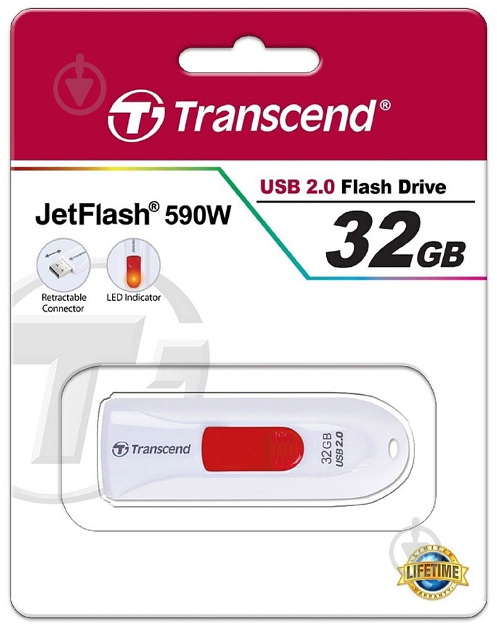 Флеш-память USB Transcend JetFlash 590 32 ГБ USB 2.0 white (TS32GJF590W) - фото 3