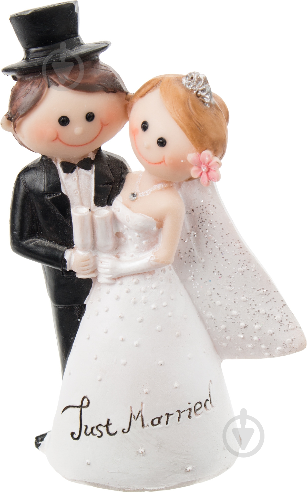 Фигурка декоративная just married 12x7 см черный с белым - фото 1