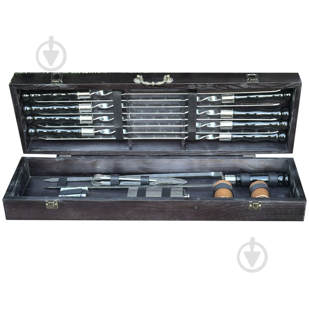 Набір шампурів Metalzavod "Джура" ручної роботи чорний - фото 1 Набір шампурів Metalzavod "Джура" ручної роботи чорний - фото 1