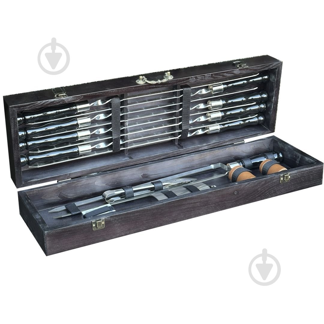 Набір шампурів Metalzavod "Джура" ручної роботи чорний - фото 2 Набір шампурів Metalzavod "Джура" ручної роботи чорний - фото 2