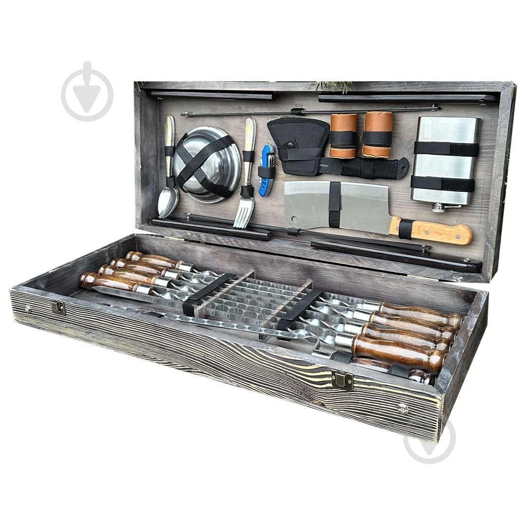 Набор шампуров Metalzavod кейс-стол "Просто неба" темная текстура - фото 3 Набор шампуров Metalzavod кейс-стол "Просто неба" темная текстура - фото 3