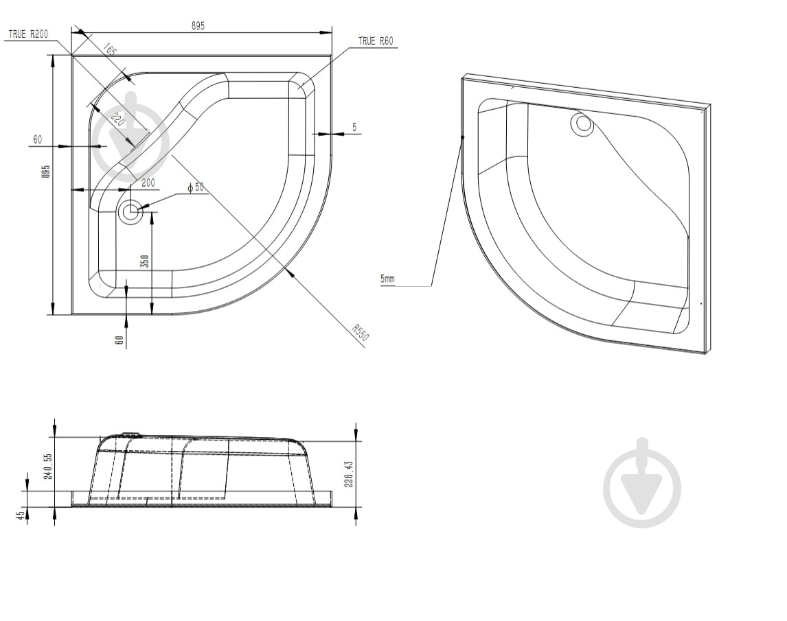 Піддон душовий HES EVO 90×90×35 - фото 4 Піддон душовий HES EVO 90×90×35 - фото 4