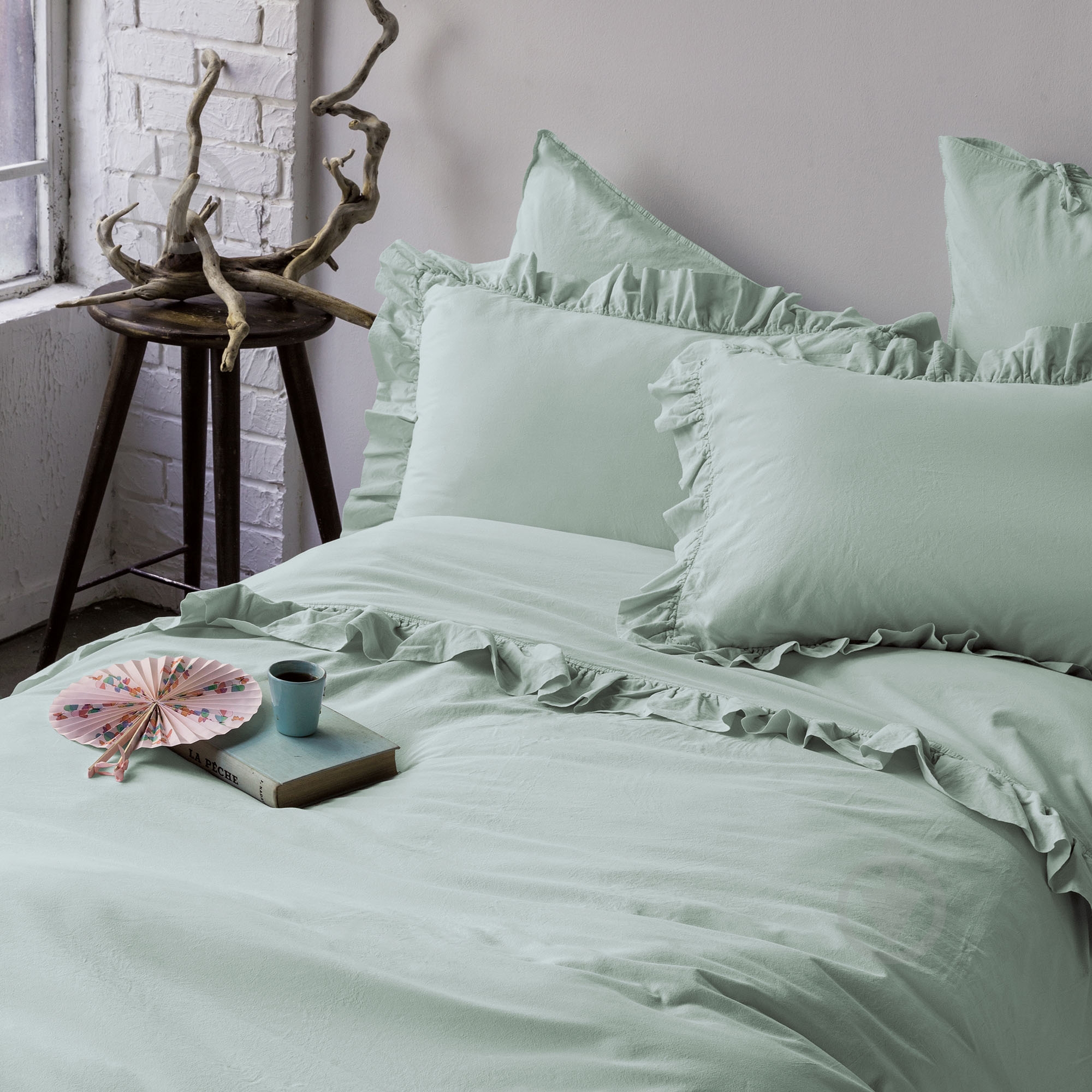 Комплект постельного белья FRILL ментоловый Issimo - фото 1