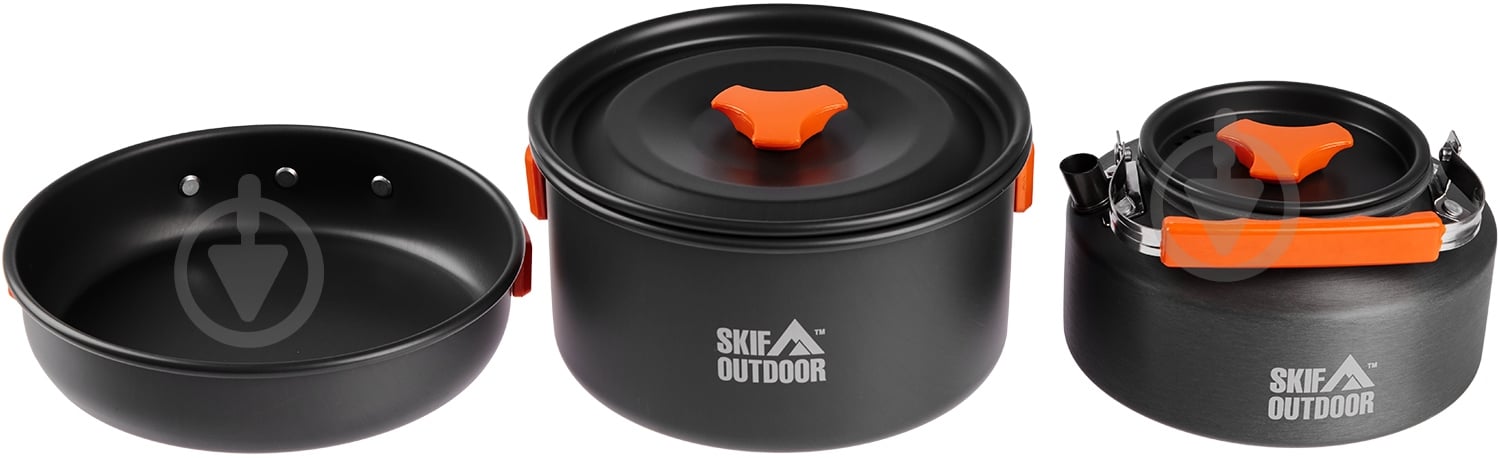 Набір туристичного посуду SKIF Outdoor ø147 мм 130 мм 0,9 л Fuzz Set M (кастрюля 1,5л + чайник 0,9л + сковорода) - фото 2 Набір туристичного посуду SKIF Outdoor ø147 мм 130 мм 0,9 л Fuzz Set M (кастрюля 1,5л + чайник 0,9л + сковорода) - фото 2