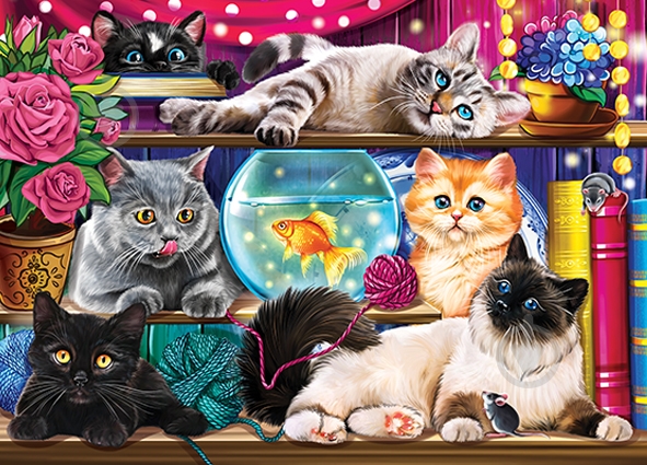 Пазлы КФИ Котики на полке - фото 1 Пазлы КФИ Котики на полке - фото 1