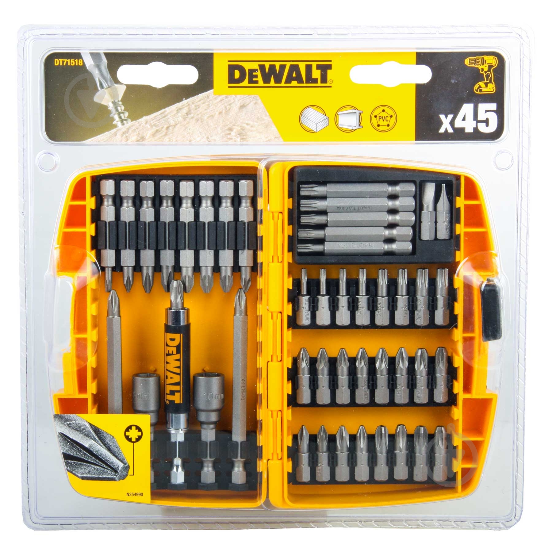 Набор бит DeWalt 45 шт. DT71518 - фото 1
