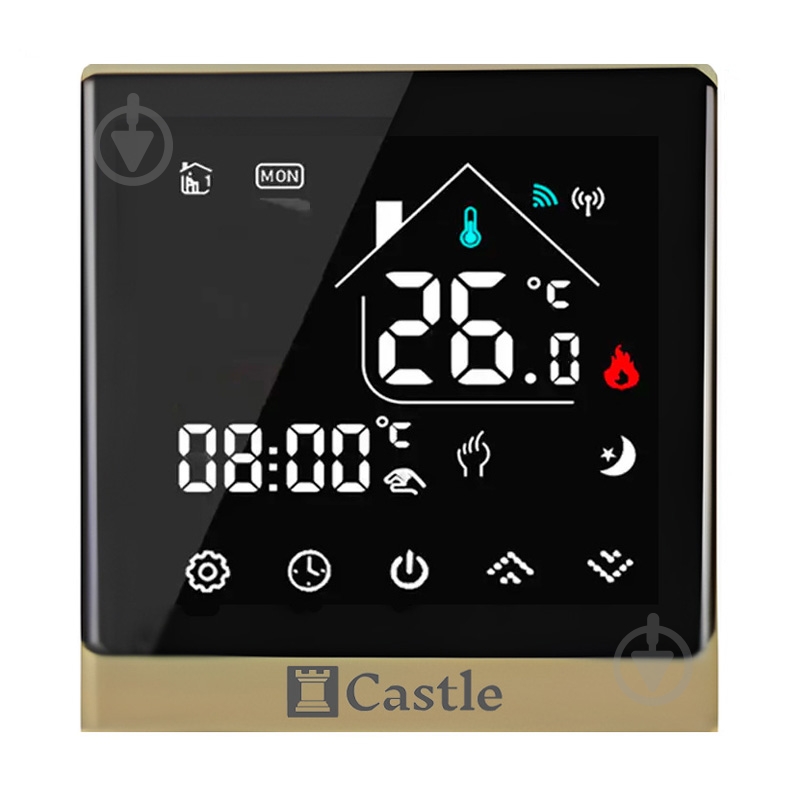 Терморегулятор для теплого пола Castle AC8400G Золотой - фото 1