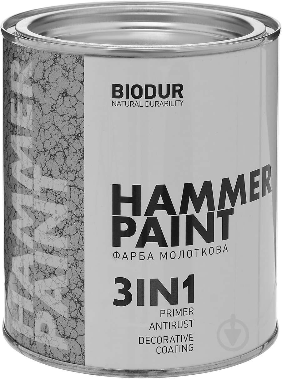 Ґрунт-емаль Biodur антикорозійна молоткова Biodur 117 коричневий мат 0,7 л - фото 1