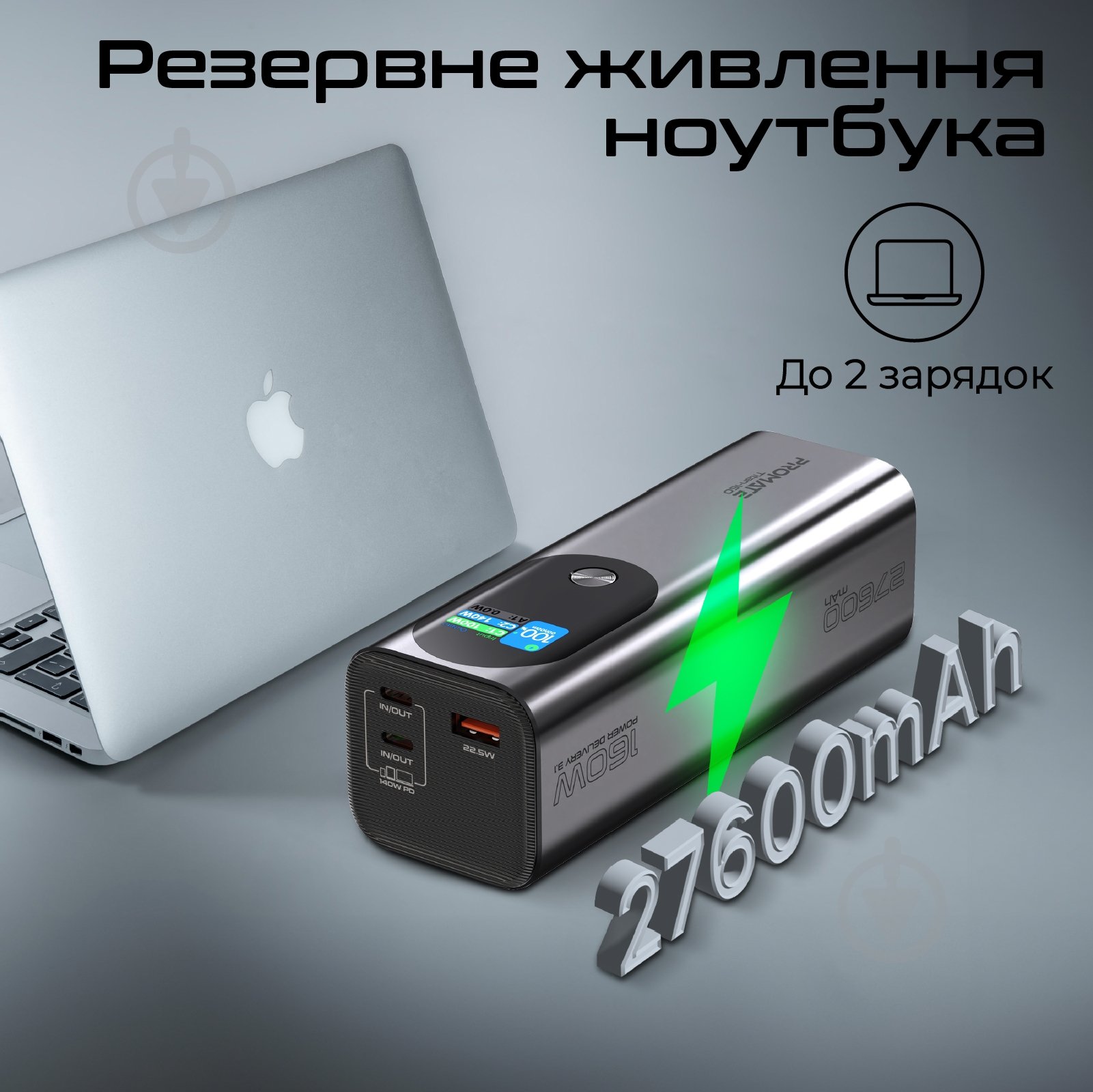 Повербанк Promate Titan-160 27600 mAh graphite (titan-160) - фото 2