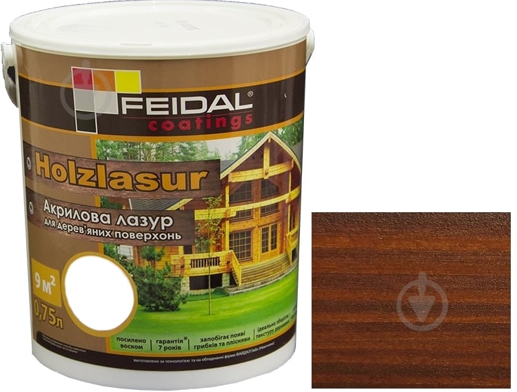 Лазурь Feidal Holzlasur орех шелковистый глянец 0,75 л - фото 1