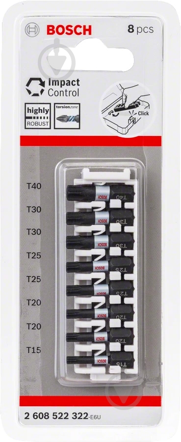 Набор бит Bosch Impact Control PZ2 8 шт. 2608522331 - фото 2