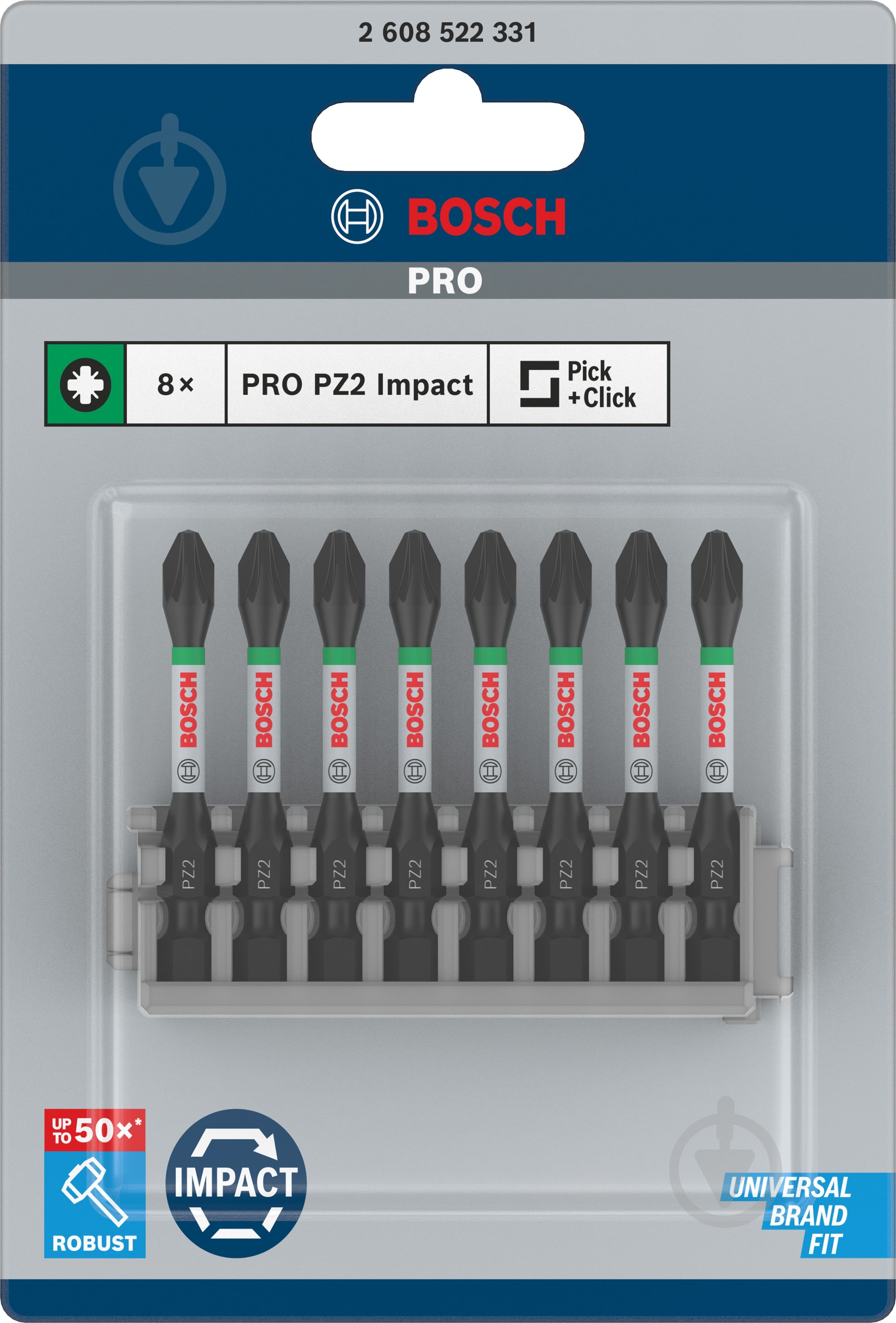 Набір біт Bosch Impact Control PZ2 8 шт. 2608522331 - фото 4