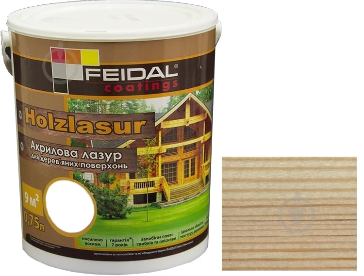 Лазурь Feidal Holzlasur бесцветный шелковистый глянец 0,75 л - фото 1