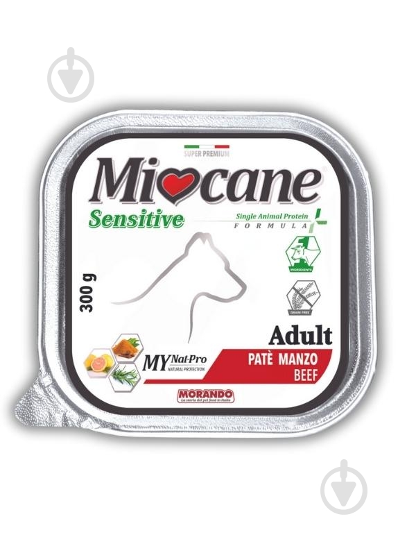 Корм влажный беззерновой Morando Mioсane Sensitive Monoprotein для собак говядина 300 г - фото 1