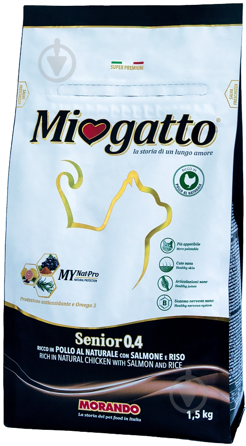 Корм Morando Miogatto Senior курица, кукуруза, ячмень 1,5 кг - фото 1 Корм Morando Miogatto Senior курица, кукуруза, ячмень 1,5 кг - фото 1