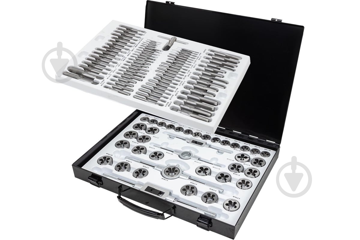 Набор метчиков и плашек метрический, в металлическом кейсе Scheppach 110 шт. SCH-M110-1 - фото 3 Набор метчиков и плашек метрический, в металлическом кейсе Scheppach 110 шт. SCH-M110-1 - фото 3