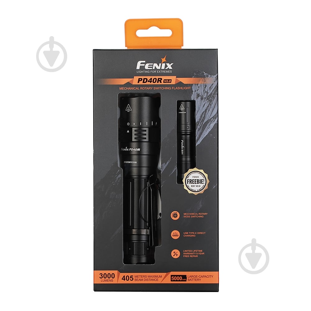 Ліхтарик Fenix ручний PD40R V2.0 + ДАРУНОК Ліхтар ручний Fenix E01 V2.0 - фото 2 Ліхтарик Fenix ручний PD40R V2.0 + ДАРУНОК Ліхтар ручний Fenix E01 V2.0 - фото 2