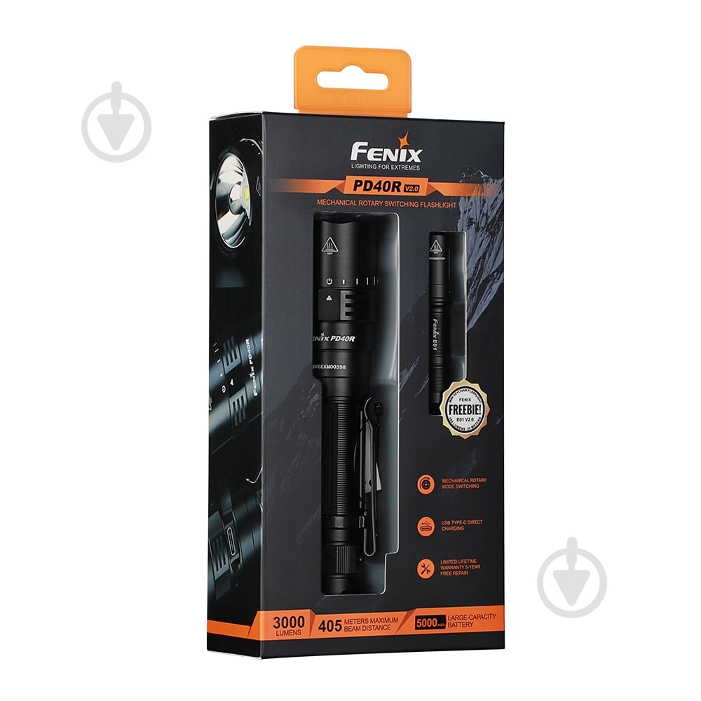 Ліхтарик Fenix ручний PD40R V2.0 + ДАРУНОК Ліхтар ручний Fenix E01 V2.0 - фото 1 Ліхтарик Fenix ручний PD40R V2.0 + ДАРУНОК Ліхтар ручний Fenix E01 V2.0 - фото 1