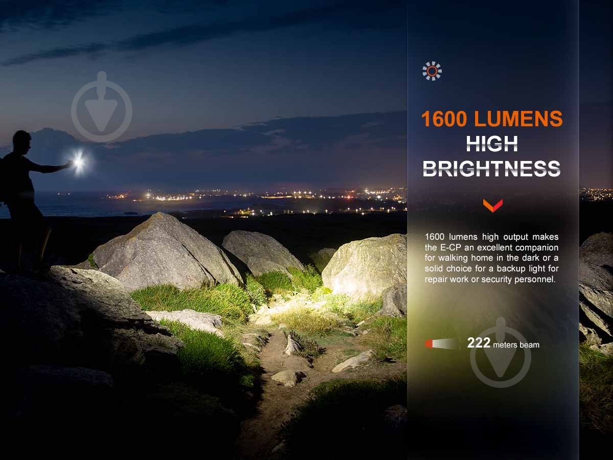 Фонарик Fenix ручной E-CP Black (E-CPblack), 1600лм - фото 14