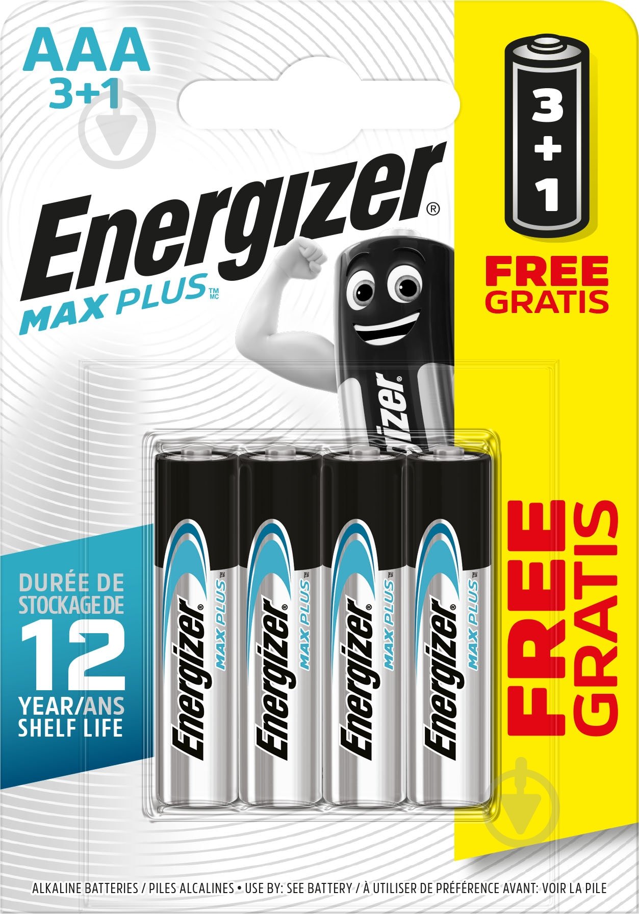 Батарейка Energizer Max Plus AAA (мизинчиковые) 4 шт. (E301321902) - фото 1