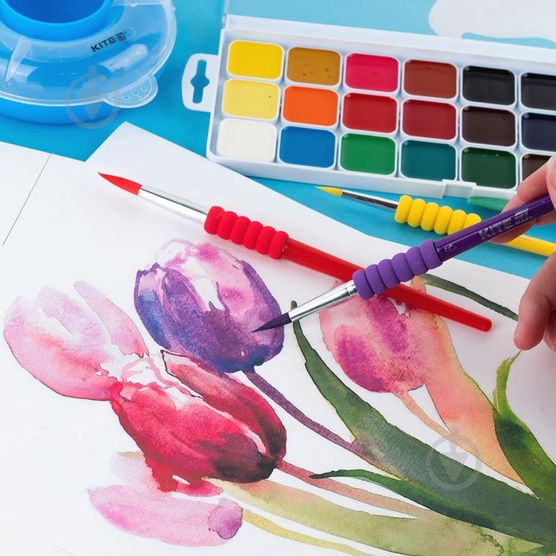 Набір пензлів з грипом синтетика 334-1 Creative 4 шт. KITE - фото 4 Набір пензлів з грипом синтетика 334-1 Creative 4 шт. KITE - фото 4